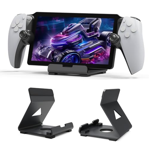Tablet Desktop Stand Compatible with ROG Ally X/PlayStation Portal/Steam Deck,Desktop Handheld Game Console Holder with Anti-Slip Silicone Pad (Black)