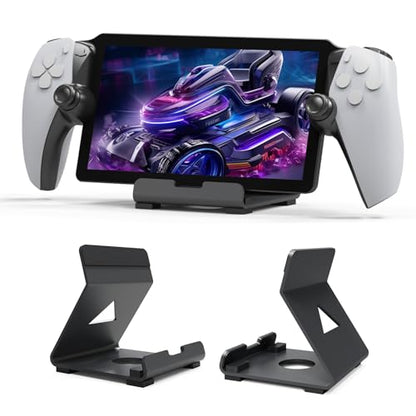 Tablet Desktop Stand Compatible with ROG Ally X/PlayStation Portal/Steam Deck,Desktop Handheld Game Console Holder with Anti-Slip Silicone Pad (Black)