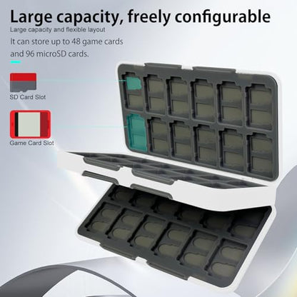 ONETIAOLONG Switch Game Case Holder for Switch 2 & OLED & Lite with 48 Cartridge Slots and 96 Micro SD Card Storage with Magnetic Closure,Protective Hard Shell and Soft Lining for Easy carrying - color: White, style: 48-slots