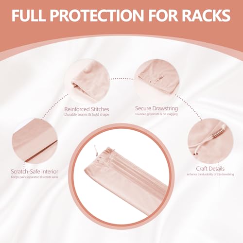 FUYIHGL® 2PCS Mahjong Rack with Pusher Storage Bag: 2 Compartments Fits 4 American Mah Jongg Racks Pushers - Pink Soft Velvet Sleeve with Drawstring - Travel Mah Jongg Accessories and Gifts - color: Pink | 2pcs