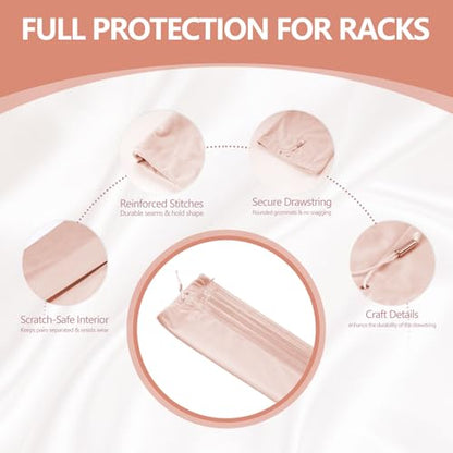 FUYIHGL® 2PCS Mahjong Rack with Pusher Storage Bag: 2 Compartments Fits 4 American Mah Jongg Racks Pushers - Pink Soft Velvet Sleeve with Drawstring - Travel Mah Jongg Accessories and Gifts - color: Pink | 2pcs