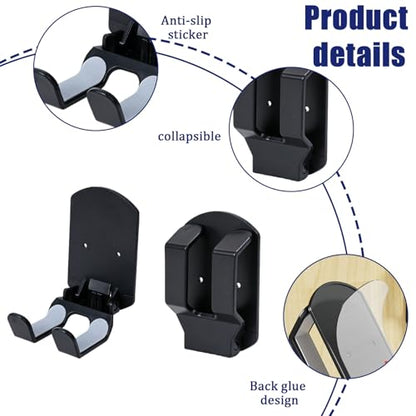 4 Pack Wall Mount Headphone Holder with Foldable Controller Hanger, Metal Gaming Headset Hook for Desk Side or Wall, Space Saving Gamepad Organizer for Home Setup
