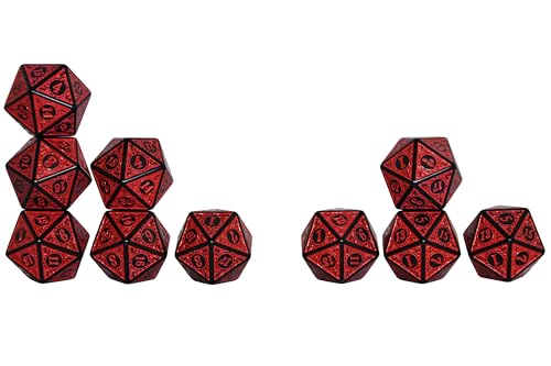 SmartDealsPro 10-Pack Retro 26mm Large 20 Sided Dice D20 Polyhedral Dice for DND RPG MTG Table Game(Retro Red) - color: Retro Red