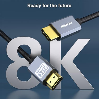 BENFEI 8K HDMI to HDMI Cable, Certified Ultra High Speed HDMI Cable 4K@240Hz, 8K@60Hz, HDMI 2.1, 6 Feet, 48Gbps, Aluminum Shell, Nylon Braided - size: 6 Feet