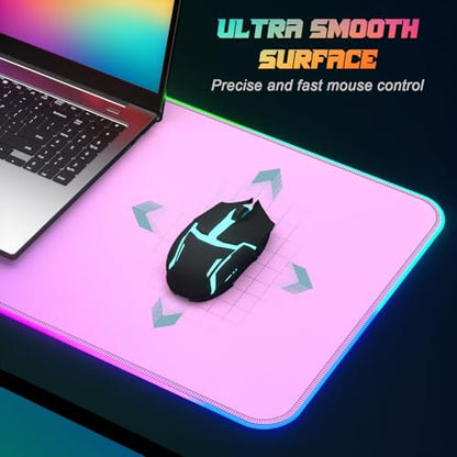 ITNRSIIET RGB Gaming Mouse Pad Full Desk XL Extended Large Gaming Mousepad 12 Lighting Modes, 30% Thicker, Big LED Desk Mat for Keyboard Men Gamers Esport Pros, 32" x 12",Gradual Purple - color: Z-gradual Purple