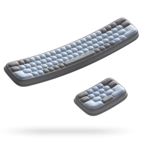 Meatanty Keyboard Wrist Rest and Mouse Rest Set, Ergonomic Computer Wrist Pad, Memory Foam Typing Support for Desk, Hand Palm Arm Rest Office Gaming Accessories, Carpal Tunnel Pain Relief Cushion - color: Cool Blue and Charcoal Gray, style: Keyboard Rest