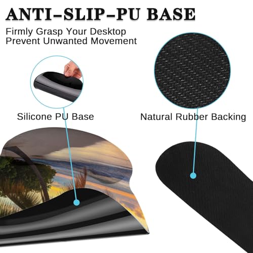Arttown Keyboard Mouse Pad Set, 4 in 1 Desk Mat Set Beach Ocean | Sunset Tropical Summer Large Mousepad+Keyboard Wrist Rest+Mouse Wrist Rest+Coaster Ergonomic Design for Home Office Computer - color: Sunset Beach 1