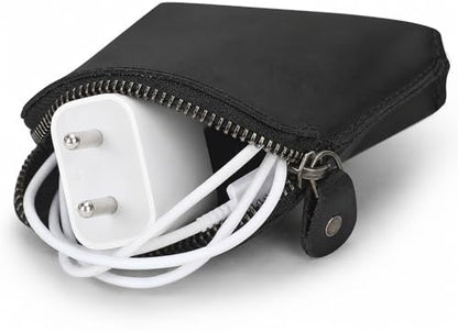 Premium Full Grain Leather Playing Card Case, Zippered Playing Card Holder for Poker Bridge Cards, Durable Leather Card Deck Storage Organizer Travel Card Carrying Pouch Multi Purpose Wallet - color: Black