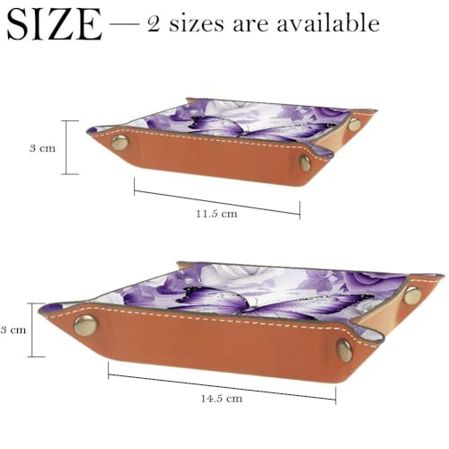 Butterfly Rose Purple Dice Tray Folding Square PU Leather Dice Rolling Tray | Portable Dice Trays for Dice Games Like RPG, DND and Other Table Games, Folded 4.5x4.5x1.2inch - color: Butterfly Rose Purple