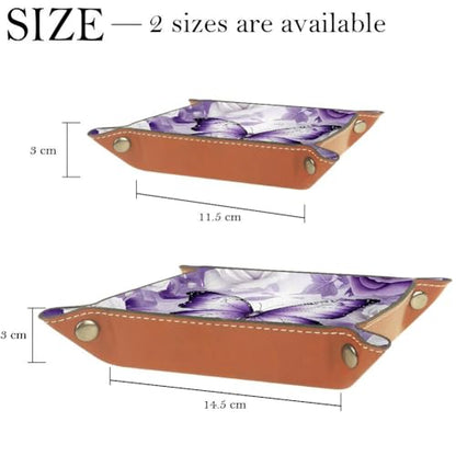 Butterfly Rose Purple Dice Tray Folding Square PU Leather Dice Rolling Tray | Portable Dice Trays for Dice Games Like RPG, DND and Other Table Games, Folded 4.5x4.5x1.2inch - color: Butterfly Rose Purple