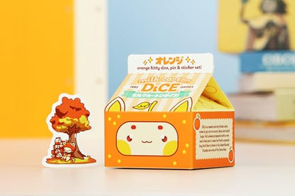 1985 Games Orange Kawaii Cat Dice Set – Dungeons and Dragons Dice | DND Tabletop Roleplaying - color: Orange