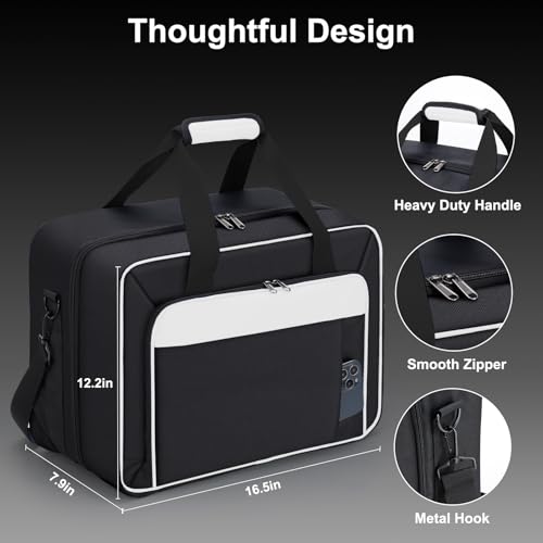 GDNasist Carrying Case Compatible with PS5/PS5 Pro/PS5 Slim, White | Travel Thickened Protective Bag Compatible with Playstation 5 Console, Headset, PS5 Controller, Game Discs and Accessories - color: White