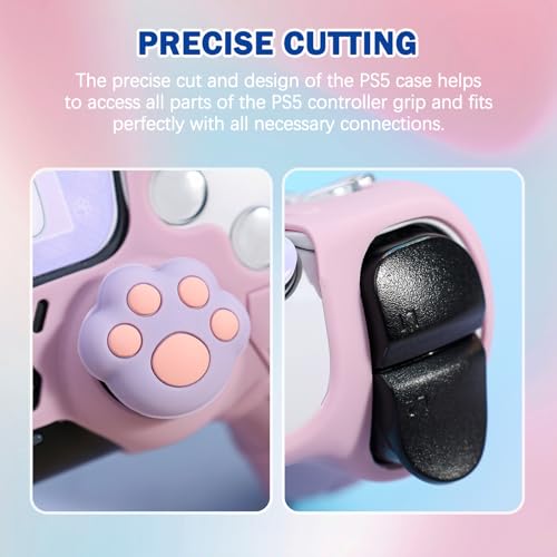 DLseego Protective Cover for PS5 Controller, Soft Silicone Ergonomic Anti-Slip Controller Case Skin with 2 PCS Thumb Stick Grip Caps and 1 PCS Touch Pad Sticker- Purple - color: Purple