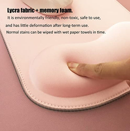 RGB LED Wrist Support Mouse Pad with 13 Lighting Modes, Anti-Slip Rubber Base, Ergonomic for Gaming, Office, Home - 11.8 x 8.5 in (Pink) - color: Pink