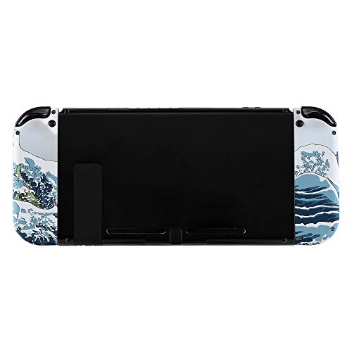 eXtremeRate DIY Replacement Shell Buttons for Nintendo Switch & Switch OLED, The Great Wave Soft Touch Custom Housing with Full Set Button for Joycon Handheld Controller - Console Shell NOT Included - color: The Great Wave