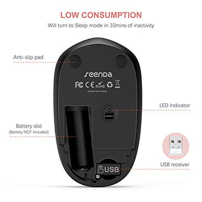 seenda Wireless Mouse, 2.4G Noiseless Mouse with USB Receiver Portable Computer Mice for PC, Tablet, Laptop, Notebook - Rose Gold&Black - color: Rose Gold and Black
