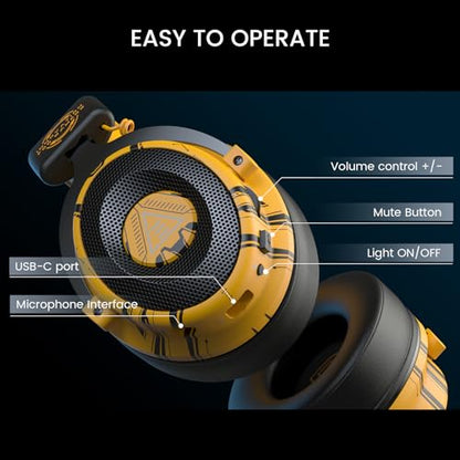 EKSA USB Gaming Headset for PC, Computer Gaming Headphones with Detachable Microphone Noise Cancelling, 7.1 Surround Sound, 50MM Driver, Wired Headset for PS4 PS5, Xbox One, Laptop (Yellow) - color: Yellow