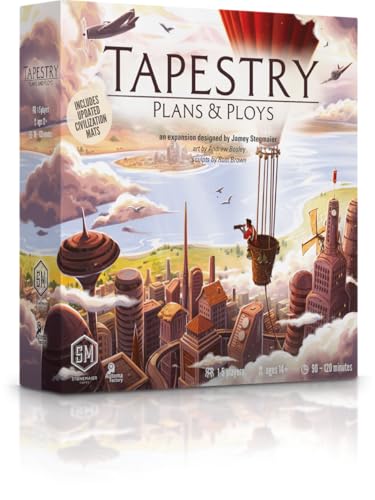 Stonemaier Games: Tapestry: Plans & Ploys Expansion by Jamey Stegmaier | Add to Tapestry (Base Game) | New Civilizations, Achievements, Tapestries, and Landmarks | 1-5 Players, 120 Mins