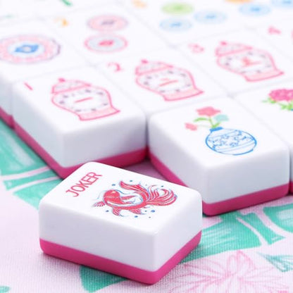 TIASUSAN American Mahjong Tile Set(1.2"), 160 Engraved Mahjong Tiles with Tiles Bag and Mah-jongg Accessories - style: 160 Magenta Tiles