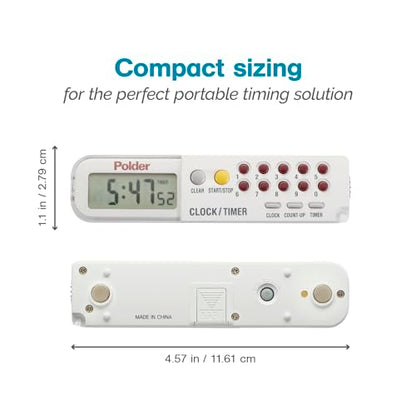 Polder Combination Clock, Timer and Stopwatch with Large, Easy-to-Read Digital Display, White - color: White