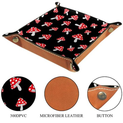 Forest Mushrooms Dice Tray PU Leather Dice Rolling Tray Folding Dice Holder for Dice Games, Like RPG, DND and Other Table Games - color: Multi 4