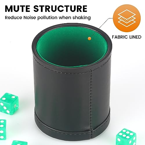 5 Pack PU Leather Dice Cups Velvet Felt-Lined Shaker Cups with 30 Dot Dice for Bar Party Yahtzee Farkle Dice Games - color: Multiple