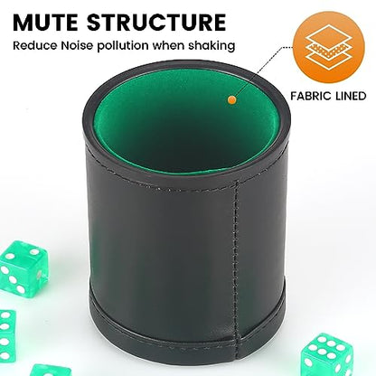 5 Pack PU Leather Dice Cups Velvet Felt-Lined Shaker Cups with 30 Dot Dice for Bar Party Yahtzee Farkle Dice Games - color: Multiple