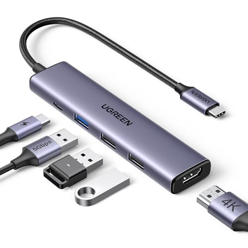 UGREEN USB C Hub 5 in 1 Multiport USB Adapter 4K HDMI, 100W Power Delivery | 3 USB-A Data Ports, USB C Dongle,compatible with MacBook Pro/Air M5/M4/M3/M2/M1, iPad Pro, iMac, iPhone 17 Pro/Pro Max