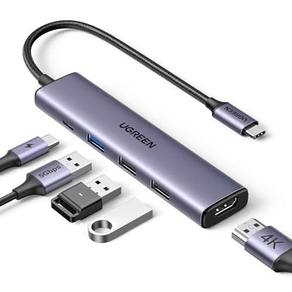 UGREEN USB C Hub 5 in 1 Multiport USB Adapter 4K HDMI, 100W Power Delivery | 3 USB-A Data Ports, USB C Dongle,compatible with MacBook Pro/Air M5/M4/M3/M2/M1, iPad Pro, iMac, iPhone 17 Pro/Pro Max