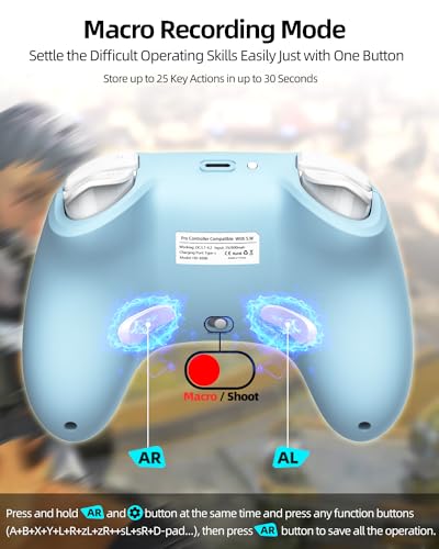 iPhone Controller with Phone Clip, Hall Effect Joystick Wireless Bluetooth Gaming Controller for Android/iPhone/Apple Arcade MFi Games/PC/Switch/Steam with Macro/Lock Joystick Speed/6-Axis/Motor/Turbo - color: Blue