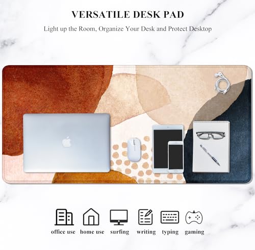 Auhoahsil Large Mouse Pad, XXL Desk Pad, Extened Mousepad 31.5" x 11.8", Non-Slip Rubber Base, Stitched Edges, Superior Surface, Gaming Keyboard Mat, Waterproof Desk Pad, Abstract Stone - color: 08 Abstract Stone, size: XL - 11.8 x 31.5 Inches