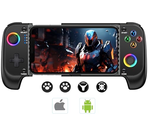 MystNova Wireless Phone Controller for iPhone & Android - Mobile Gamepad with Hall Effect Joysticks, Compatible with Xbox/PS5/Steam Link/Cloud Gaming, Ergonomic Design, Long Battery Life - color: Black