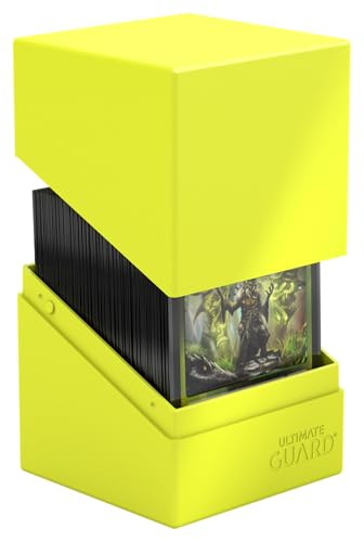 Ultimate Guard Boulder Solid 100+, Deck Case for 100 Double-Sleeved TCG Cards, Neon Yellow, Secure & Durable Storage for Trading Card Games, No Transparency - color: Neon Yellow