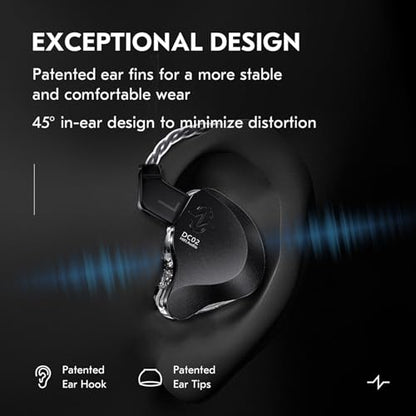 Kinboofi CCZ Solo Silver in Ear Monitor Wired IEM Headphone, DC02 Dual Magnetic Circuit DD HiFi Earphones, Professional HiFi Earphone, Stereo Sound Earbuds, with MIC - color: Silver, size: with MIC