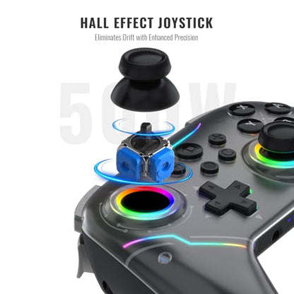 JDDWIN Wireless Pro Controller for Switch 2 with 9-Axis Motion Sensing,C Button,Hall Effect Joysticks, Wake-up/ RGB Light/FunctionTurbo/Marco/Programmable/Dual Vibration,3.5mm Audio Jack Gamepad forSwitch/Lite/OLED/PC (Black)