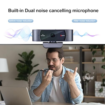 Angetube 1080P Webcam, Computer PC Camera for Laptop with Privacy Cover | 2 Microphone, Plug & Play, USB Type-A & A-to-C Adapter, 78° FOV, Suit for Online Calling, Zoom/Teams/YouTube/Google Meeting