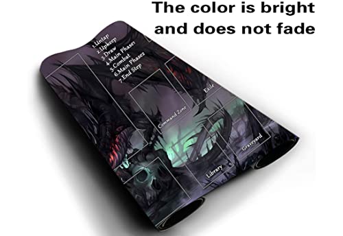 MTG Playmat, Game Play Mat for MTG TCG 24 x 14 inches Trading Card Inked Game Playmats with Storage Bag Smooth Rubber Surface Battle - color: Zombie Dragon With Zones3