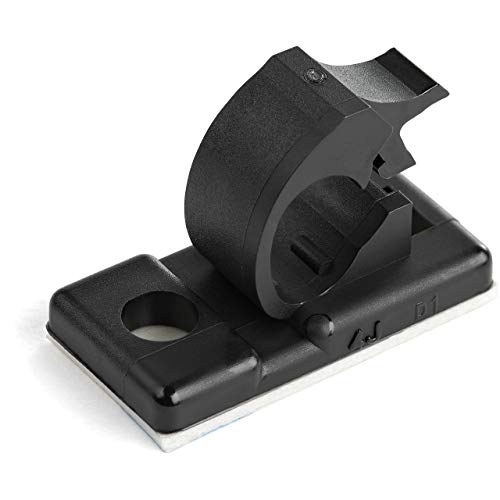 StarTech 100 Adhesive Cable Management Clips, Black, TAA, Sticky (CBMCC1) | Nylon Self Adhesive Clamp UL/94V-2 Fire Rated, Network/Ethernet/Office Desk/Computer Cord Organizer, Wire Holders - size: Small | 0.21 in. max. diameter