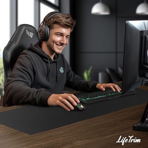LifeTrim 36” x 13” Extra Large Mouse Pad Gaming Extended Keyboard Mat Full Desk Cover Oversized Mouse Pad XL Desk Protector Mat Giant Thick Black Gaming XXL Mousepad Large Desk Mats Deskpad - size: 36" x 13"