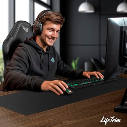 LifeTrim 36” x 13” Extra Large Mouse Pad Gaming Extended Keyboard Mat Full Desk Cover Oversized Mouse Pad XL Desk Protector Mat Giant Thick Black Gaming XXL Mousepad Large Desk Mats Deskpad - size: 36" x 13"