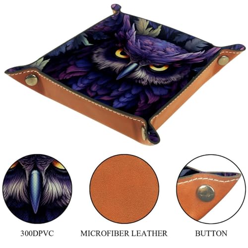 Purple Owl Dice Tray PU Leather Dice Rolling Tray Folding Dice Holder for Dice Games, Like RPG, DND and Other Table Games - color: Multi 8