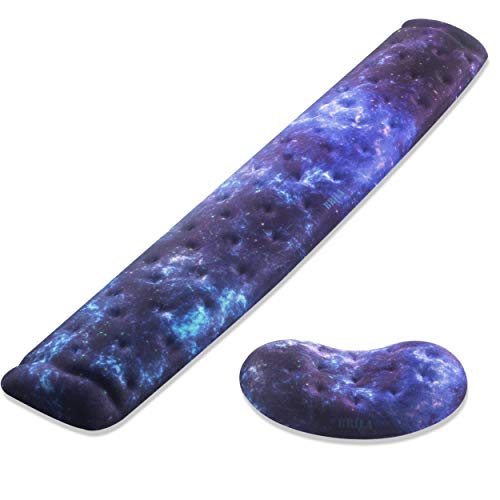 BRILA Memory Foam Mouse & Keyboard Wrist Rest Support Pad Cushion Set for Computer, Laptop, Office Work, PC Gaming - Massage Holes Design - Easy Typing Wrist Pain Relief (Nebula) - color: Nebula Bundle