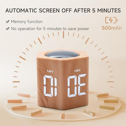 Productivity Timer 1, 5, 10, 30, 60 Minutes Preset, Desk Cube Timer with Gravity Sensor/Mute/Vibration for ADHD, Work, Study, Kitchen, Back to School (Wood Grain) - color: Wood Grain
