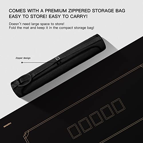 YUZPKRSI Texas Hold'em Poker Mat, 6 Players Poker Table Mat Water Repellent, Portable Poker Table Top Topper with Thicken Carrying Bags for Poker Games, Blackjack, Casino, 47 x 24 Inch - color: 47 X 24 Inch Black