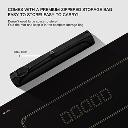 YUZPKRSI Texas Hold'em Poker Mat, 6 Players Poker Table Mat Water Repellent, Portable Poker Table Top Topper with Thicken Carrying Bags for Poker Games, Blackjack, Casino, 47 x 24 Inch - color: 47 X 24 Inch Black