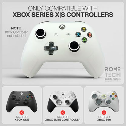 for Xbox Controller Series X/S (2024/2023) Silicone Protective Cover, Soft Skin Xbox Controller Accessories, Anti-Slip Cover with 2 Joystick Caps (White) - color: White