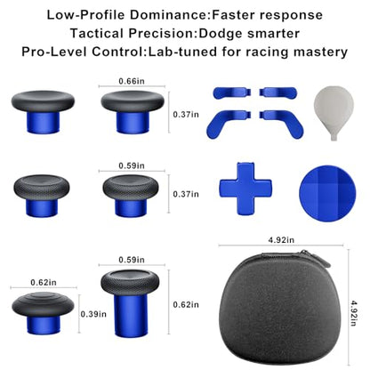 14-in-1 Controller Accessories Kit Compatible with Xbox Elite Series 2, 6 Premium Metal Thumbsticks, Swap Joysticks, 4 Interchangeable Paddles, 2 D-Pads, 1 Tool & 1 Storage Bag (Blue) - color: Blue