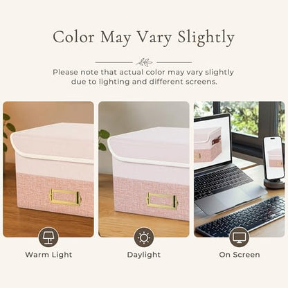 Vienrose Greeting Card Organizer Box, Foldable Storage Box with 20 Removable Dividers and 84 Self-Adhesive Labels, Card Box for Greeting Cards Photos Envelopes Stickers Postcards, Light Pink&Lotus - color: Light Pink & Lotus