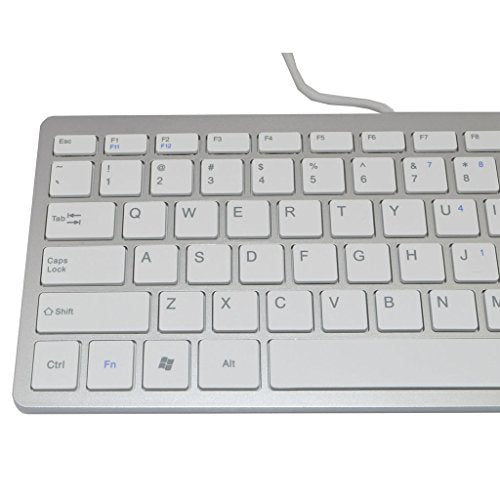 iKKEGOL USB Slim Mini Wired 78 Key Small Super Thin Compact Keyboard for Desktop Laptop PC Win 7 Mac (White) - color: Silver + White