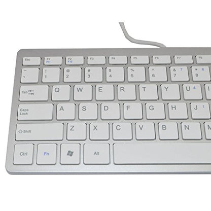 iKKEGOL USB Slim Mini Wired 78 Key Small Super Thin Compact Keyboard for Desktop Laptop PC Win 7 Mac (White) - color: Silver + White